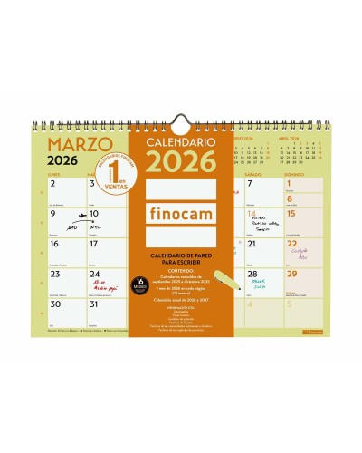 Calendario de pared Finocam Multicolor A4 Papel