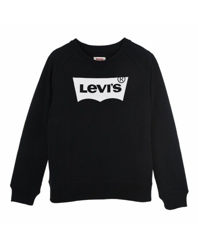 Levi's Kids Black Crew Neck Sweatshirt with Logo Cotton Fleece
