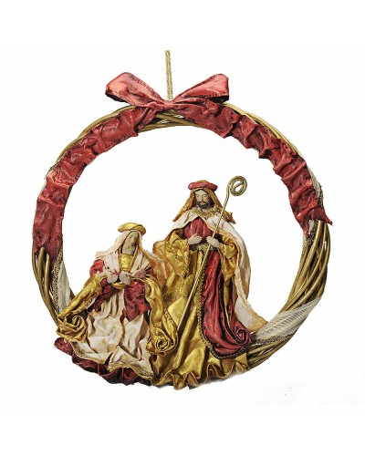 Kerstversiering DKD Home Decor Rood Gouden Plastic Kroon 50 x 5 x 50 cm