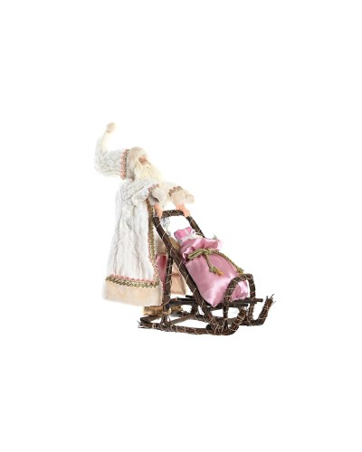 Christmas Statue DKD Home Decor - Santa Claus Grey and Pink, Wood, 42x22x50 cm
