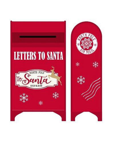 Mailbox Metal Christmas White & Red | 34.5x21.5x61.5cm | DKD Home Decor
