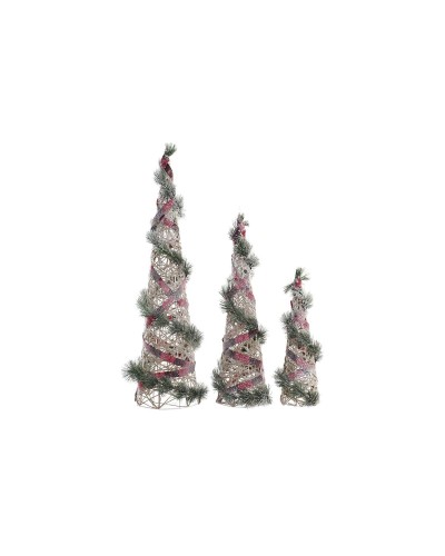 LED Christmas Cones DKD Home Decor Red, Green and White Snow 20 x 20 x 80 cm (3 Pieces)
