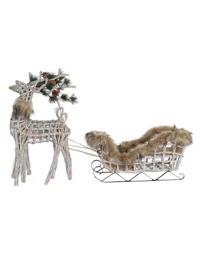 Joulukuusenpallo DKD Home Decor Poro Valkoinen Ruskea korihuonekalut 58 x 30 x 30 cm (3 Kappaletta)