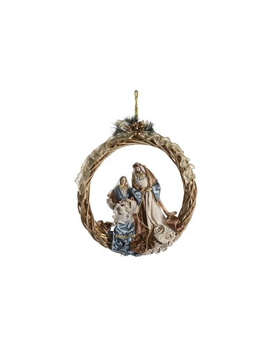 Presepe di Natale DKD Home Decor Azzurro Dorato 50 x 10 x 57 cm, Corona 30 x 5 x 30 cm