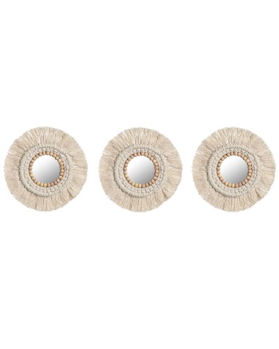 Set spiegels Home ESPRIT Wit Kristal Boho 20 x 1 x 20 cm (3 Onderdelen)