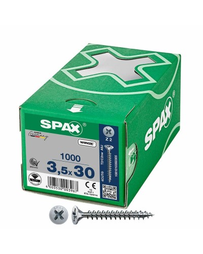 Tornillos SPAX Wirox Z2 de Cabeza Avellanada de 3,5 x 30 mm, Paquete de 1000

