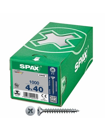 Viti SPAX Wirox Z2 Testa Piatta - 4,0 x 40 mm - Confezione da 1000