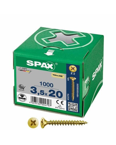 SPAX Yellox Z2 Tornillos de Cabeza Avellanada, 3,5 x 20 mm (1000 Unidades)
