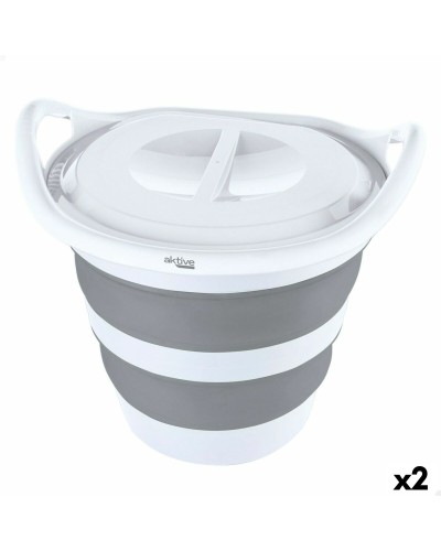 Aktive Collapsible Bucket TPR, 2 Units of 44.5 x 40.5 x 40.5 cm
