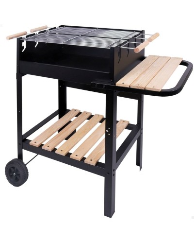 Barbacoa de Carbón Aktive: Parrilla de Metal Esmaltado 100,5 x 88,5 x 40 cm, Negro
