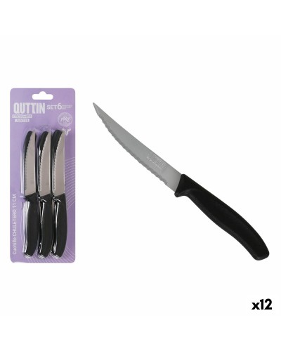 Quttin Black Silver Steak Knives Set, 6 Pieces
