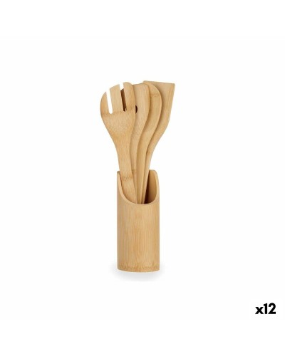 Ustensiles de Cuisine en Bambou (12 Pièces) | Durables, Écologiques pour Cuisiner, Servir et Griller
