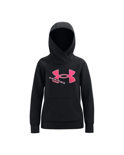 Tyttöjen hupullinen pusero Under Armour Fleece Logo Musta