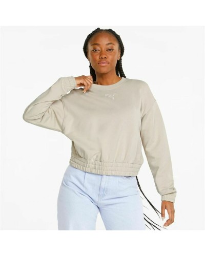 Puma HER Crew Men's Sweatshirt Beige Hoodie Cotton Casual
