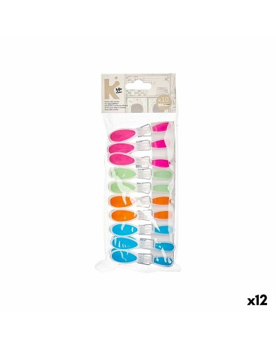 Clothes Pegs Multicolour Metal Silicone Plastic 8,5 x 4 x 1 cm (12 Units)