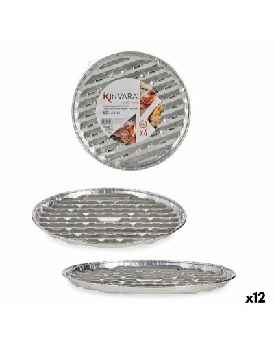 Tarjotinsetti Kinvara Hopeinen Alumiini 32,5 x 32,5 x 1,7 cm Pizza 4 Kappaletta (12 osaa)