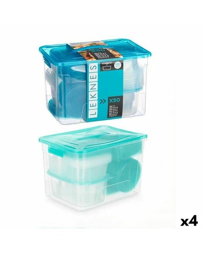 Set of lunch boxes Leknes Blue Green polypropylene 50 Pieces (4 Units)