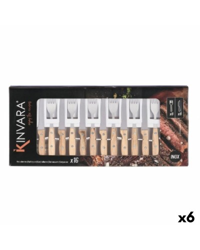 Cutlery Kinvara Brown Silver Wood Metal 16 Pieces (6 Units)