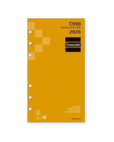 Recambio para Agenda Finocam C999 2026 9,4 x 17,1 cm