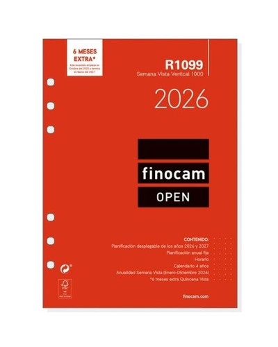 Esityslistan täyttö Finocam OPEN R1099 2026 15,5 x 21,5 cm