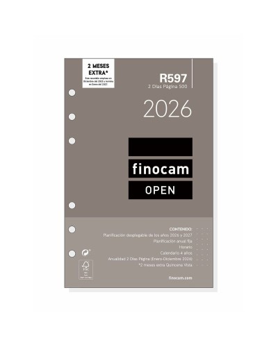 Diary Refill Finocam OPEN R597 2026 11,7 x 18,1 cm