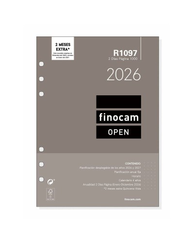 Recharge pour agenda Finocam OPEN R1097 2026 15,5 x 21,5 cm