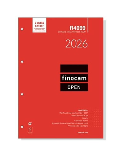 Recambio para Agenda Finocam OPEN R4099 A4 2026 21 x 29,7 cm