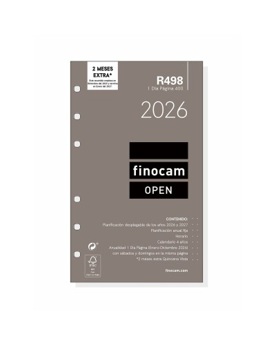 Diary Refill Finocam OPEN R498 2026 9,1 x 15,2 cm
