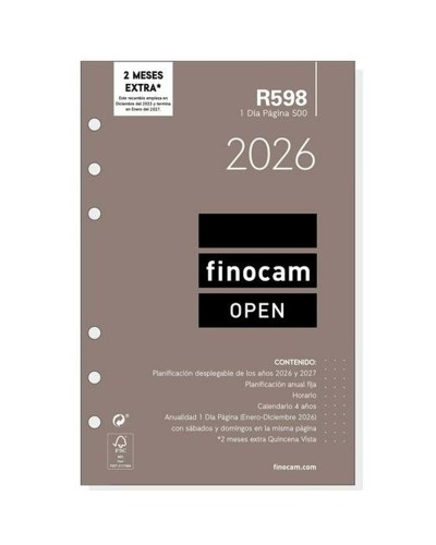 Ricarica dell'Agenda Finocam OPEN R598 2026 11,7 x 18,1 cm
