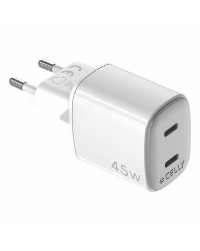 Wall Charger Celly UPTC2USBC45WWH White