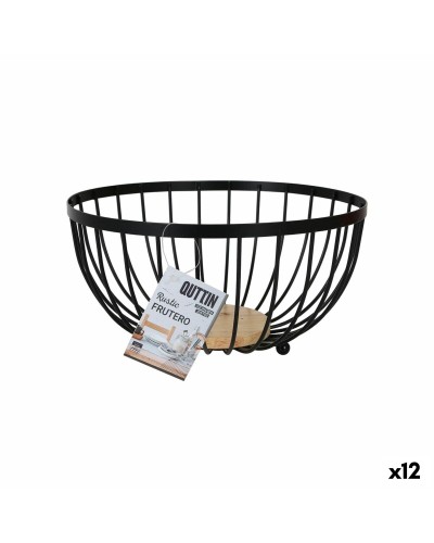 Confortime Rustic Black Fruit Bowl, 25 x 25 x 13 cm, Pack of 12
