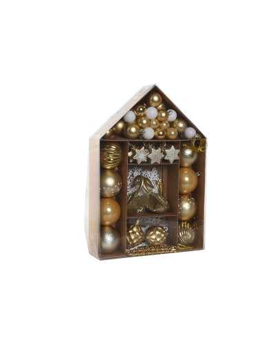 Bolas de Navidad ESPRIT Doradas, Set de 70, Polietileno, 28 x 7 x 40 cm
