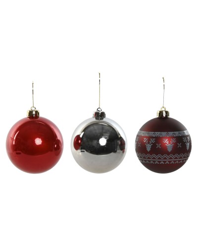 Bolas de Navidad ESPRIT: Set de 15, Polietileno, Rojo Plateado, 21,5x21,5x22,5cm
