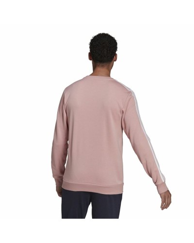 Miesten huputon collegepaita Adidas Essentials French Terry 3 Stripes Pinkki