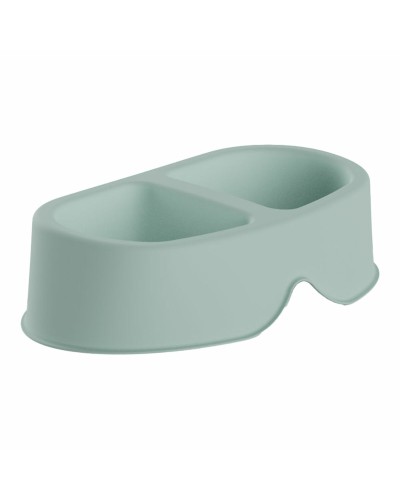 Cuenco doble para perros Plastiken de 0,5 L en plástico resistente, color verde.
