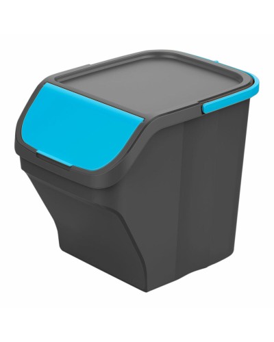 Secchio Impilabile Mondex Stack N' Sort da 25 litri, Azzurro Grigio con Coperchio