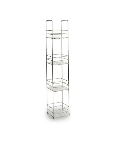 Silver Bathroom Shelf Hanging, Metal and Transparent Plastic
