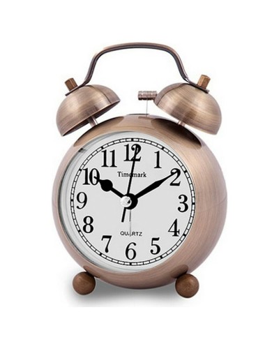 Timemark Bronze Analog Alarm Clock with Illumination and Ringtone, 9 x 13.5 x 5.5 cm
