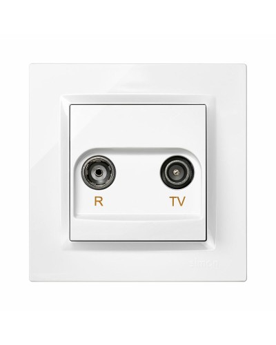 Toma de Antena Simon para TV y Radio, Plástico Blanco
