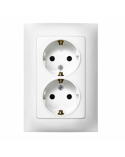 Base Spina Doppia Simon 2P+T - Plastica, 230V, 16A, Con messa a terra