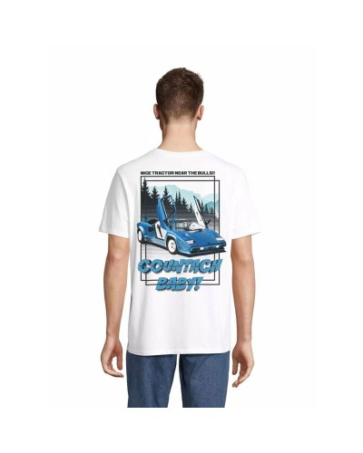 Men’s Short Sleeve T-Shirt RADIKAL Nice Tractor Near the Bull XL White