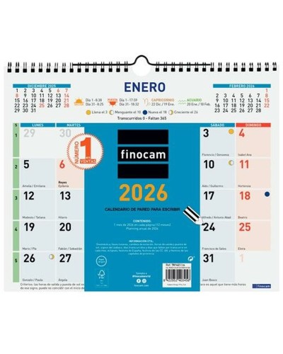 calendrier mural Finocam Multicouleur Papier 2026 30 x 24,7 cm