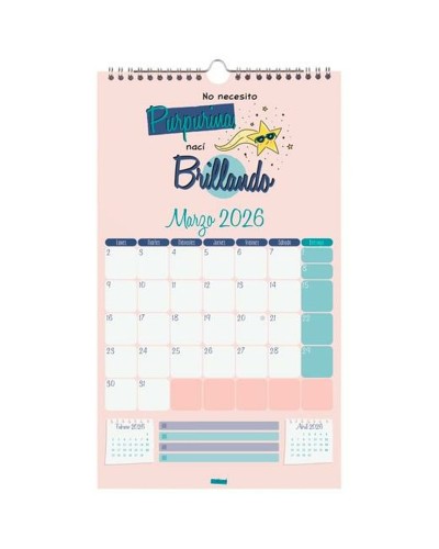Calendario de pared Finocam Basic Multicolor Papel 2026 21 x 36 cm