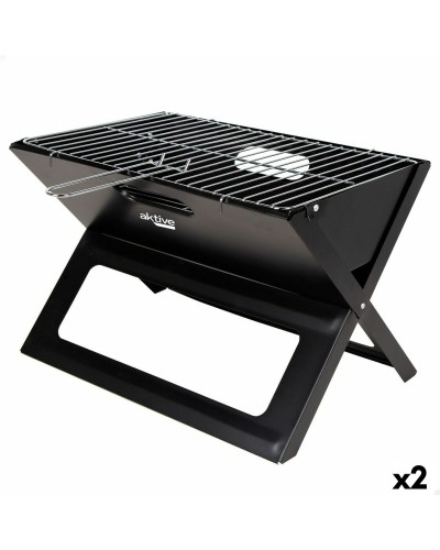 Bärbar Grill Aktive Svart Stål Järn 45 x 30 x 29 cm