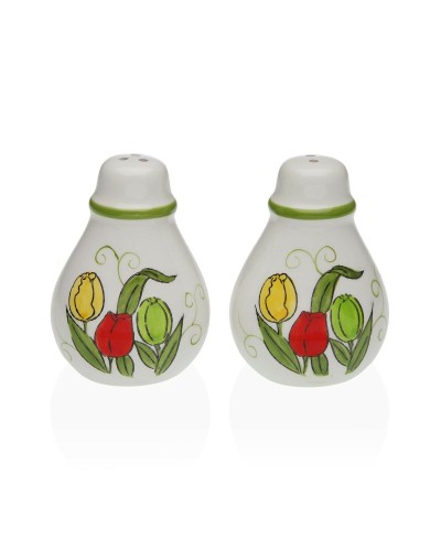 Peper- en Zoutvat Versa Keramisch Dolomite Tulp 5,5 x 8,5 x 6 cm