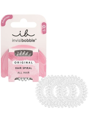 Invisibobble Original: Gomas para el Pelo en Espiral - Transparentes (x3) - Sin Marcas
