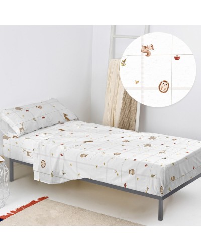 Set beddengoed HappyFriday HF Mini Woods Animals Multicolour Bed van 80/90 2 Onderdelen