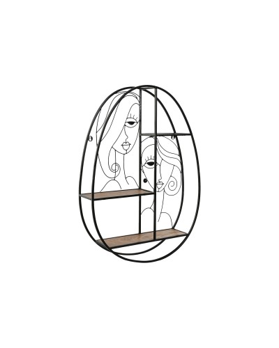 Scaffale sospeso ESPRIT nero naturale: design moderno in metallo e legno (53 x 12,2 x 72 cm)