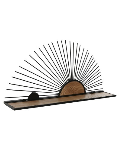 Bokhylla Home ESPRIT Svart Naturell Metall Trä MDF 58 x 10,5 x 28 cm Vägg