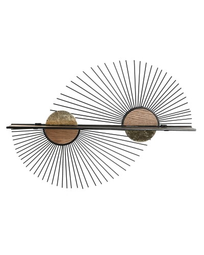 Bokhylla Home ESPRIT Svart Naturell Metall Trä MDF 70 x 12 x 51 cm Vägg